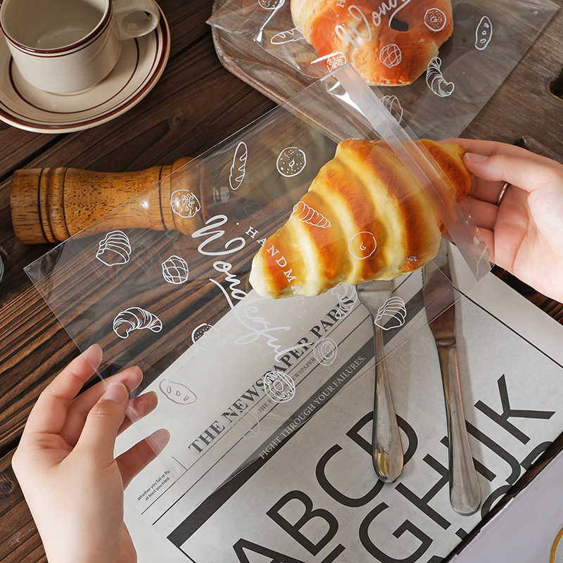 Bread Bag Disposable Self-sealing Bread Packaging Bag Self-adhesive Transparent Baking Toast Bego Ou Bag Snack Food Bag