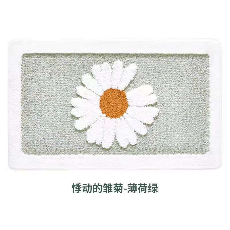 Picture of Modern Simple Daisy Carpet Home Toilet Imitation Cashmere Foot Mat Toilet Bathroom Non-Slip Absorbent Floor Mat
