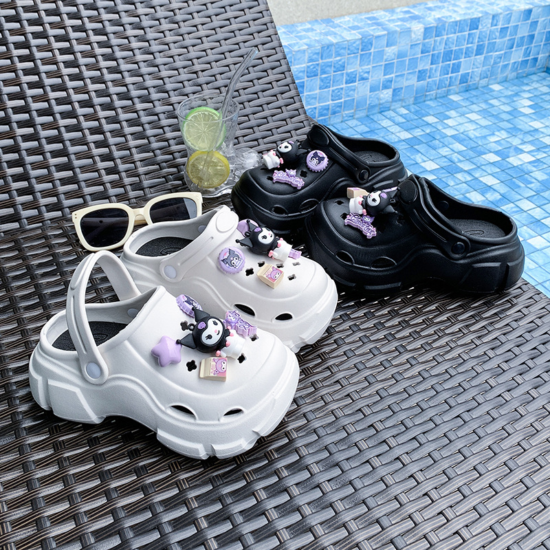 Parent-Child Hole Shoes Women's 2025 Summer Outer Wear New Cartoon Kulomi Thick Bottom Two-Wearing Baotou Sandals
