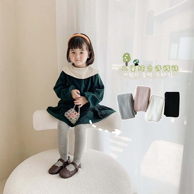 Picture of Girls' Leggings Autumn and Winter fleece-lined Baby Pantyhose Baby Warm Solid Color Children Pantyhose Thickened One-piece Pants