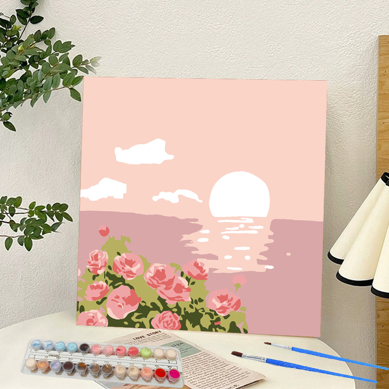 Picture of Digital oil painting landscape Dafen village hand-painted mathematical oil painting coloring painting oil painting flowers flower oil painting wholesale