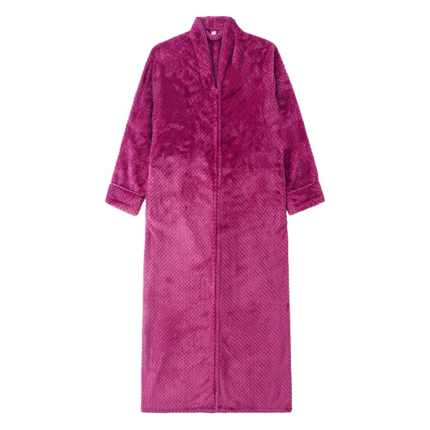 Cross-border Winter Nightgown Men's Flannel Thickened Long Zipper Nightgown Men's Coral Fleece Bathrobe Bathrobe Home Clothes