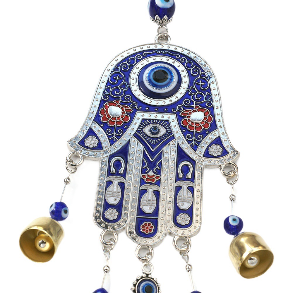 Hand of Fatima Wind Bell Hanging Ornaments Retro European and American Blue Eye Ornaments Pendant Devil's Eye Wall Ornaments