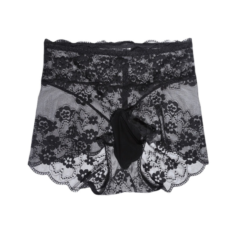 Men's transparent underwear with jj set sexy lace U-shaped bag breathable bullet separation briefs