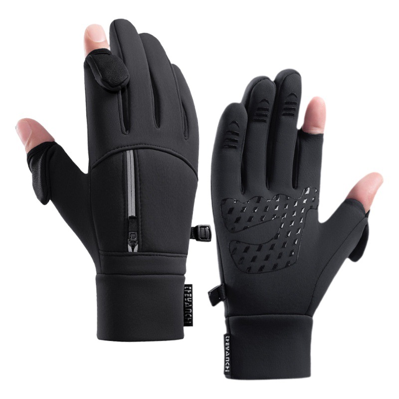 Cycling gloves men's Q803 velvet anti-slip wear-resistant waterproof touch screen outdoor fishing skiing winter warm gloves