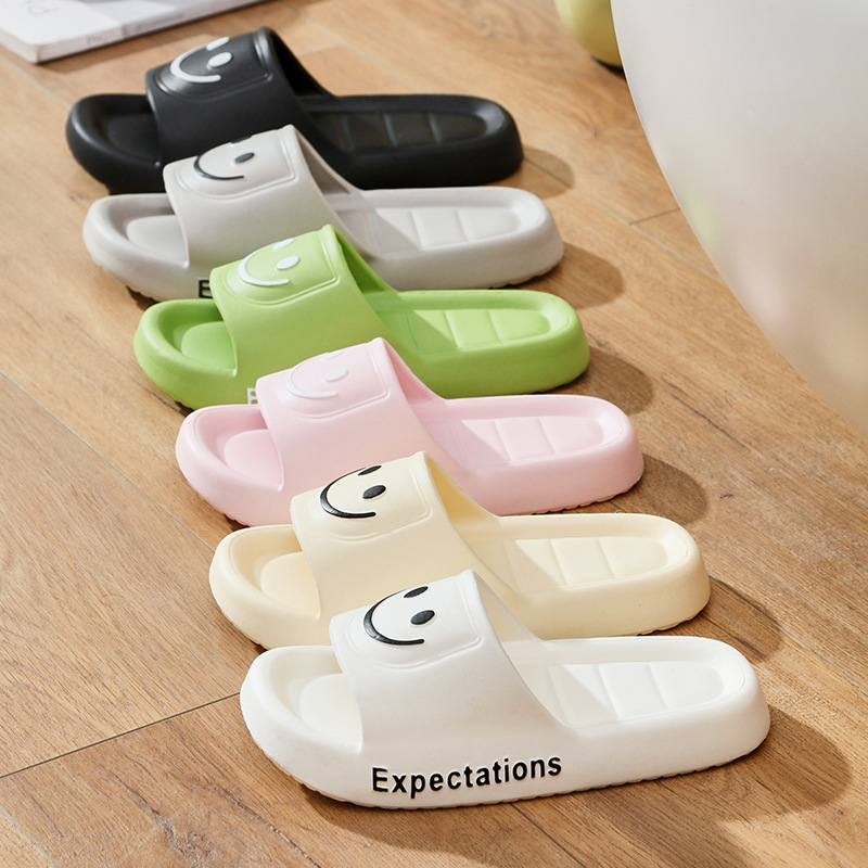 stepping on feeling bathroom bath creative slippers women's eva sandals men's home platform anti-slip high-value smiling slippers