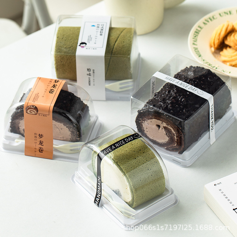 Internet Red Japanese Cake Roll Packaging Box Dream Dragon Roll Tiger Leather Roll Swiss Roll Dessert Packaging Transparent Disposable