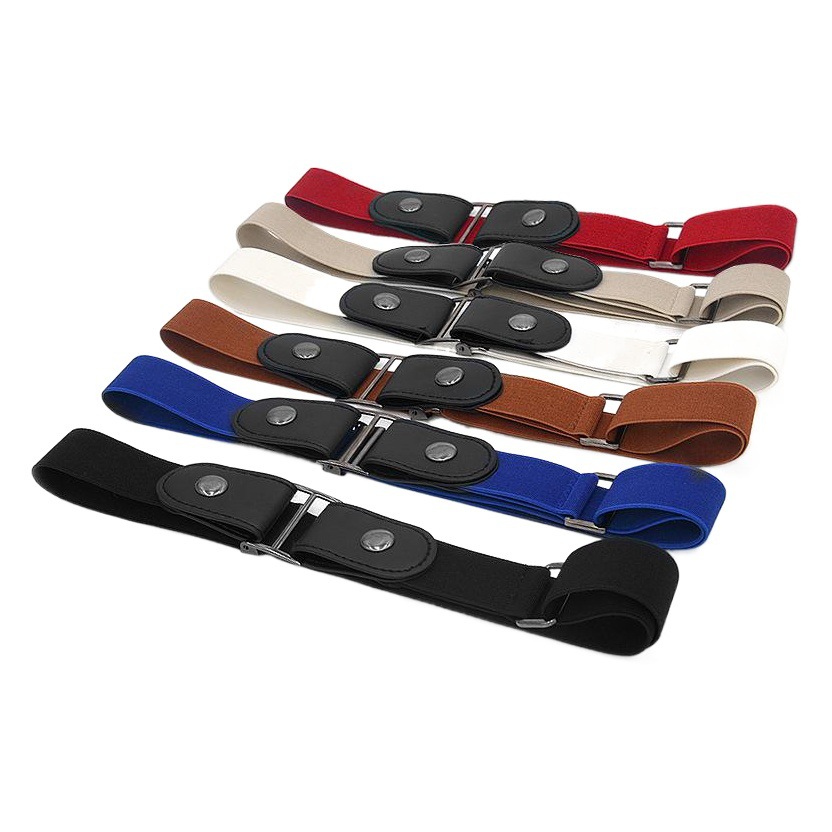 Imitation Leather Slim Stretch Invisible Belt Jeans, Simple and Versatile Lazy Belt for Men and Women