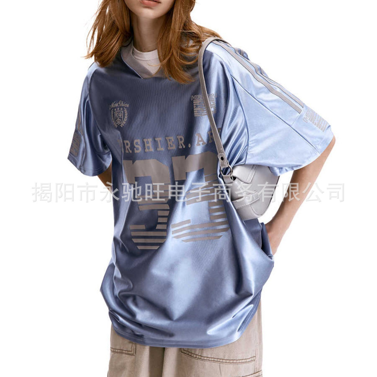 Fashionable Women's Summer All-match Casual Short-sleeved Thin Letter Printed Home Clothes plus size Foreign Trade Trendy High Street Top