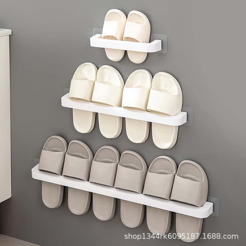 Slippers rack bathroom punch-free wall-mounted storage rack bathroom toilet shoes draining rack dormitory storage artifact