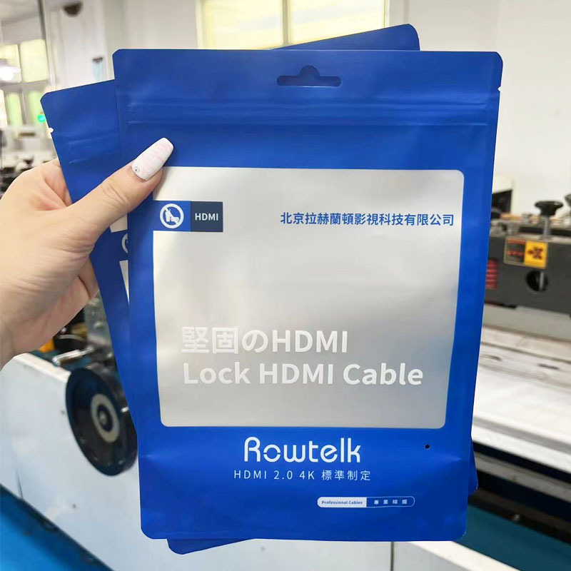 Customized 12-Wire Cross-Border E-Commerce Cable Network Cable Plastic Self-Standing Bag Aircraft Hole Transparent Window Bone Seal Bag