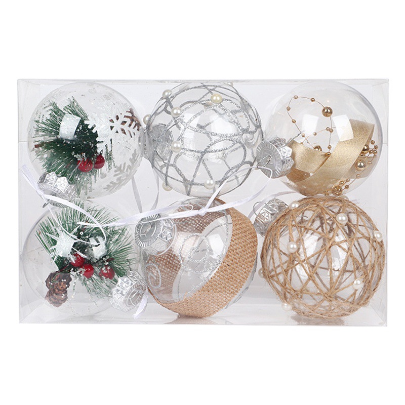 Transparent Christmas Ball 6cm 8cm Christmas Tree Pendant Hanging Round PET Plastic Christmas Holiday Decorations Colorful