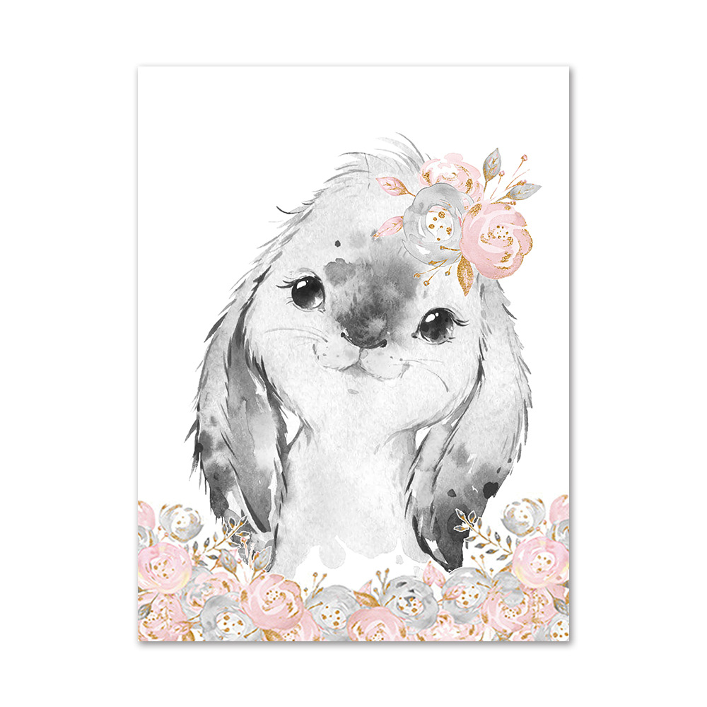 Picture of Cartoon animal Children Baby English letters Custom Baby Name bedroom canvas hanging painting decorative painting core