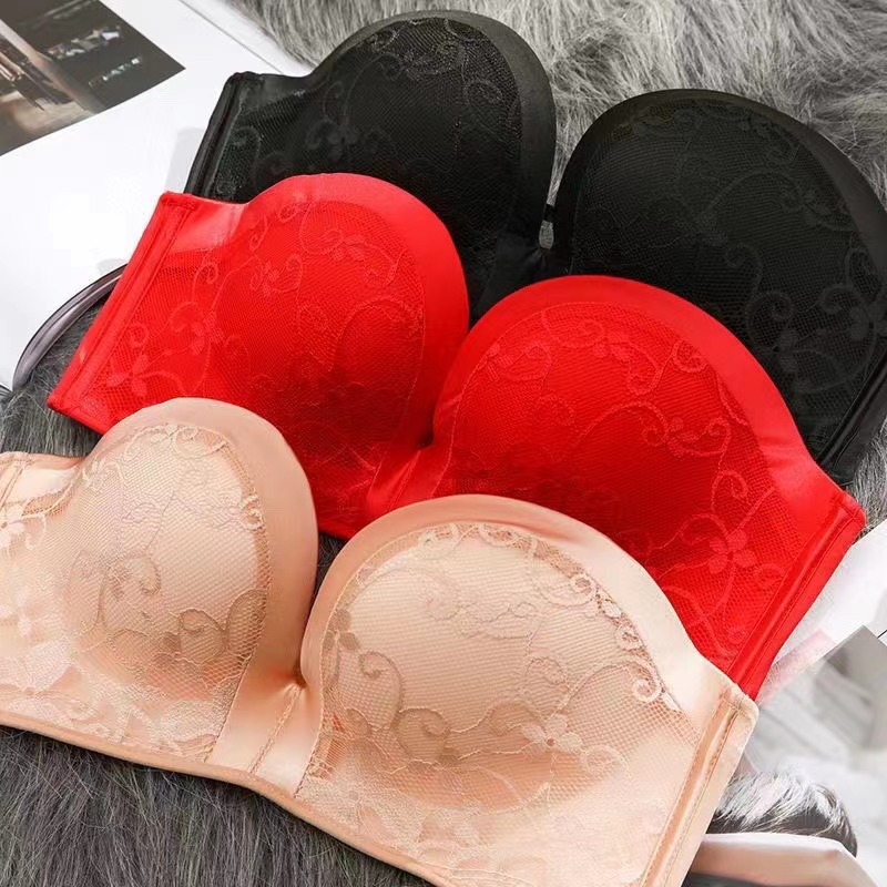Miracle Non-slip Strapless Bra Second-generation Lace No-rims Wedding Dress Underwear Anti-running Light Removable Shoulder Strap