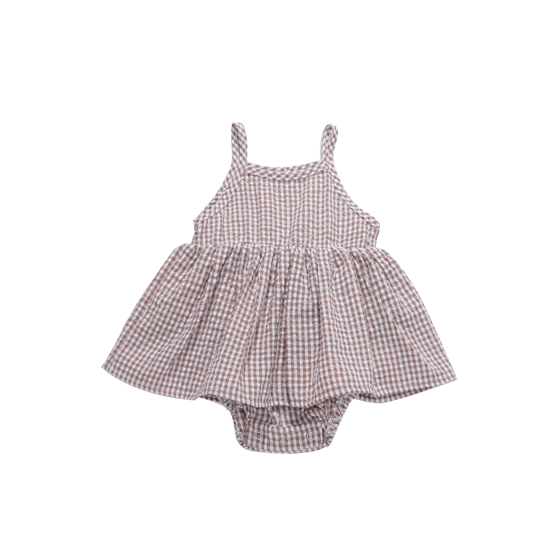 Picture of Summer New Sleeveless Girl's Dress Korean-style Plaid Baby One-piece Clothes Hats for Babies and Children Going Out Sling Dress