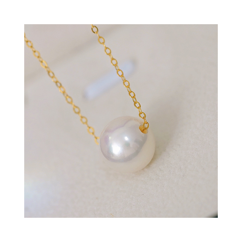 Picture of Passepartout Pearl Necklace 10-11mm Natural Freshwater Necklace Temperament Jewelry Girlfriend Gift Clavicle Chain