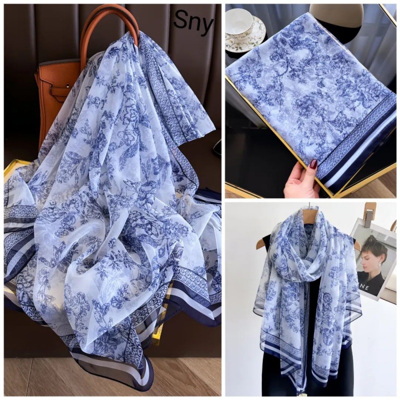 Picture of Spring and Summer New Soft Yarn Sunscreen Shawl Summer Thin Imitation Silk Long Silk Scarf Fashion Printed Flower Scarf