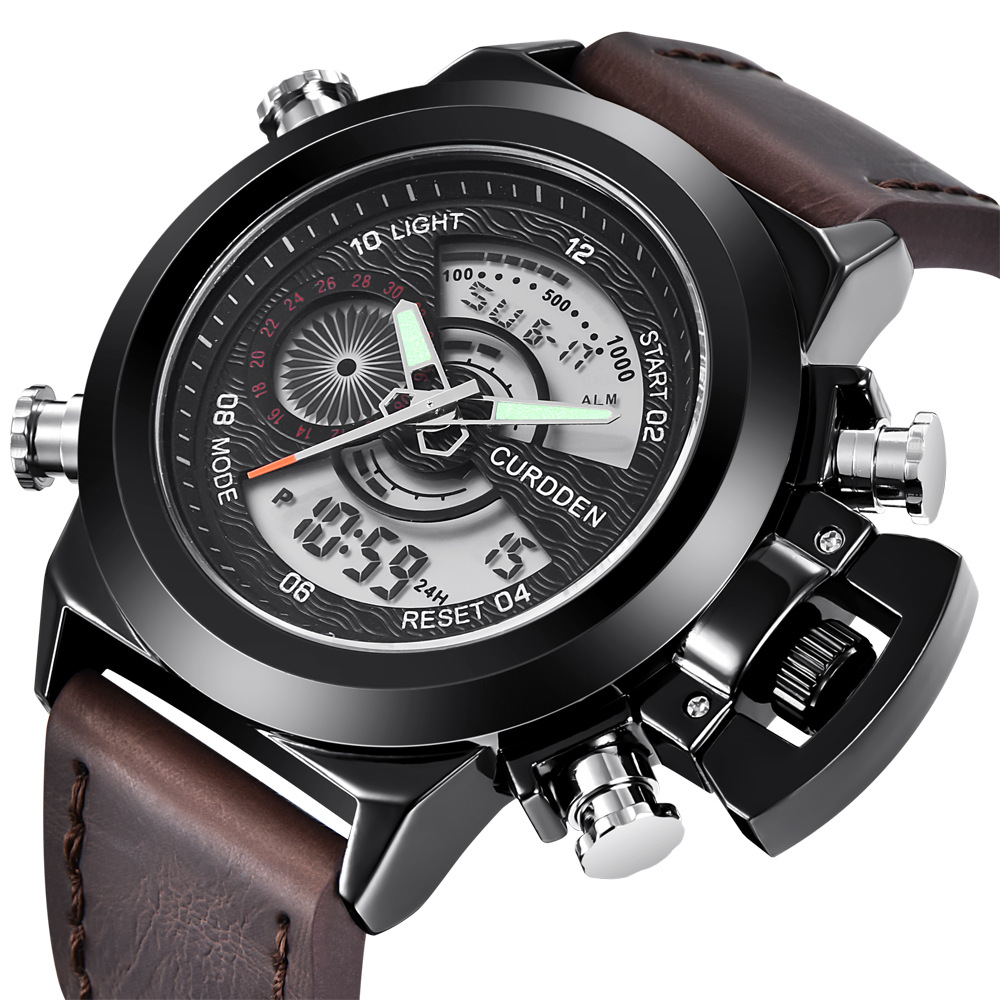 Huaqiangbei brand new men's watch AliExpress fashion belt multi-functional dual-display sports watch men's one-piece generation