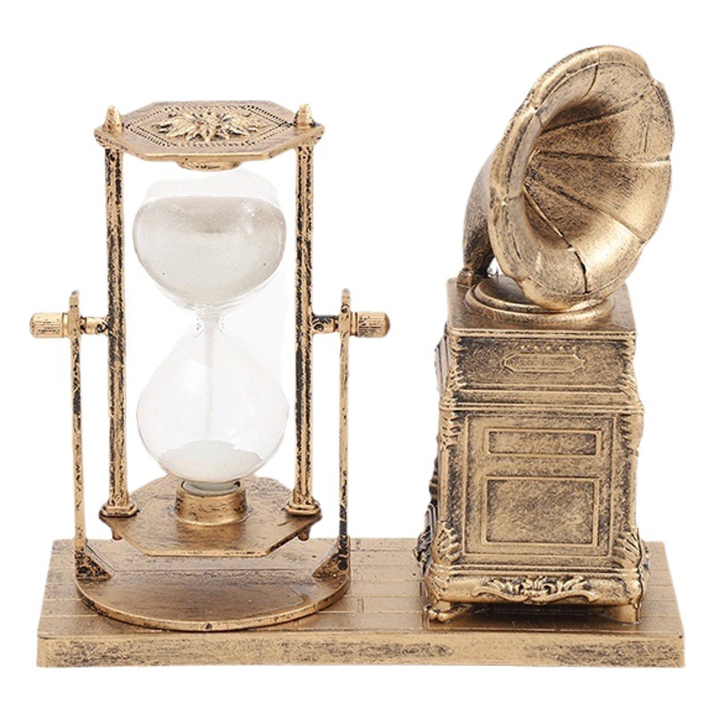 Retro European-Style Small Lamp Night Lamp Desktop Bedside Ornament with Pen Holder Hourglass Gift for Girlfriend and Best Friend Crystal