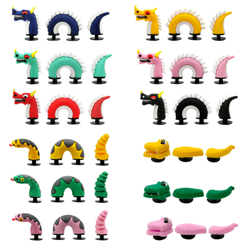 3D Stereo Clogs Flower Shoe Buckles Shoe Decorative Accessories Garden Shoes Animal Dragon Snake Hole Bag Accessories Multi-Parts