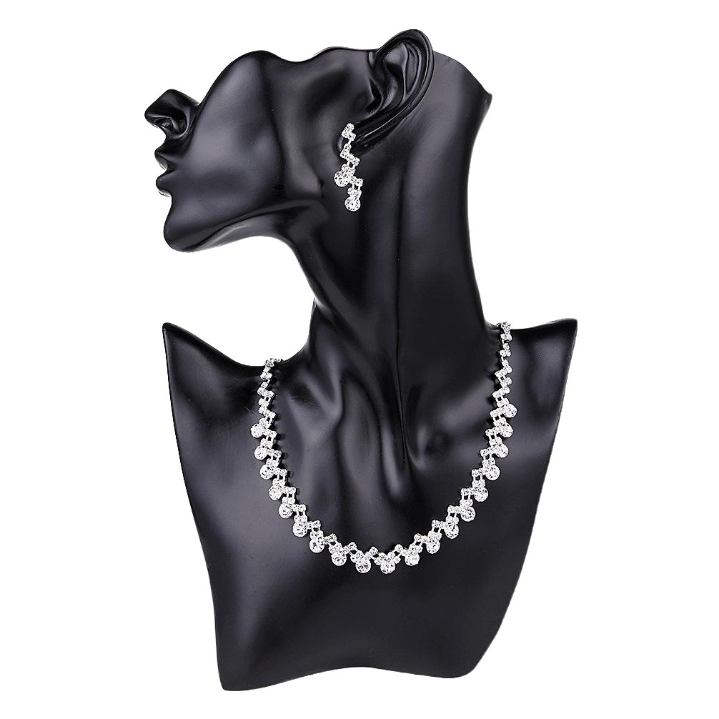 European and American Jewelry Wedding Accessories Two-Piece Set Bridal Silver-Plated Claw Chain Rhinestone Set Necklace Earrings Bracelet N5664