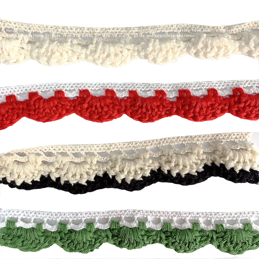 Black Crochet Wool Handmade DIY Accessories Hollow White Flower Cotton Line Skirt Children's Clothing Clothing Decorative Lace