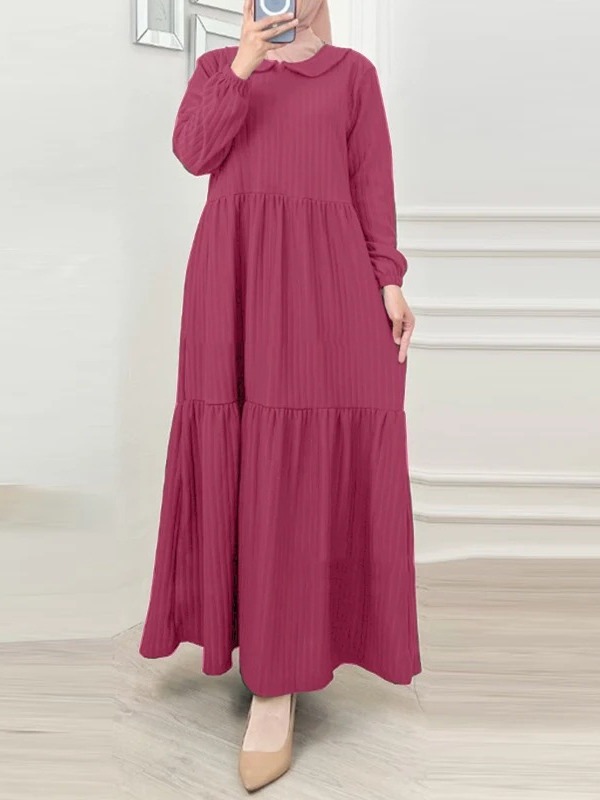 Picture of Cross-Border Muslim Women's Ruffle Skirt Puff Sleeve Dress Robe Dubai Turkish Sundress Middle Eastern Style