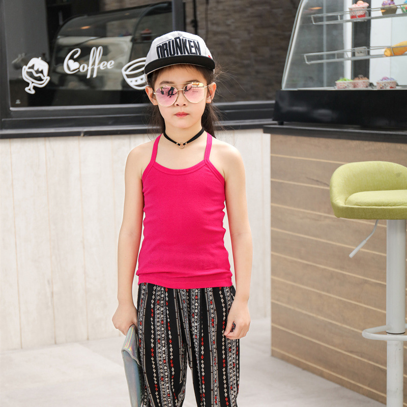 Picture of Children's Cotton Boys' I-shaped hurdle girls' small camisole children's underwear summer girls' bottoming shirt