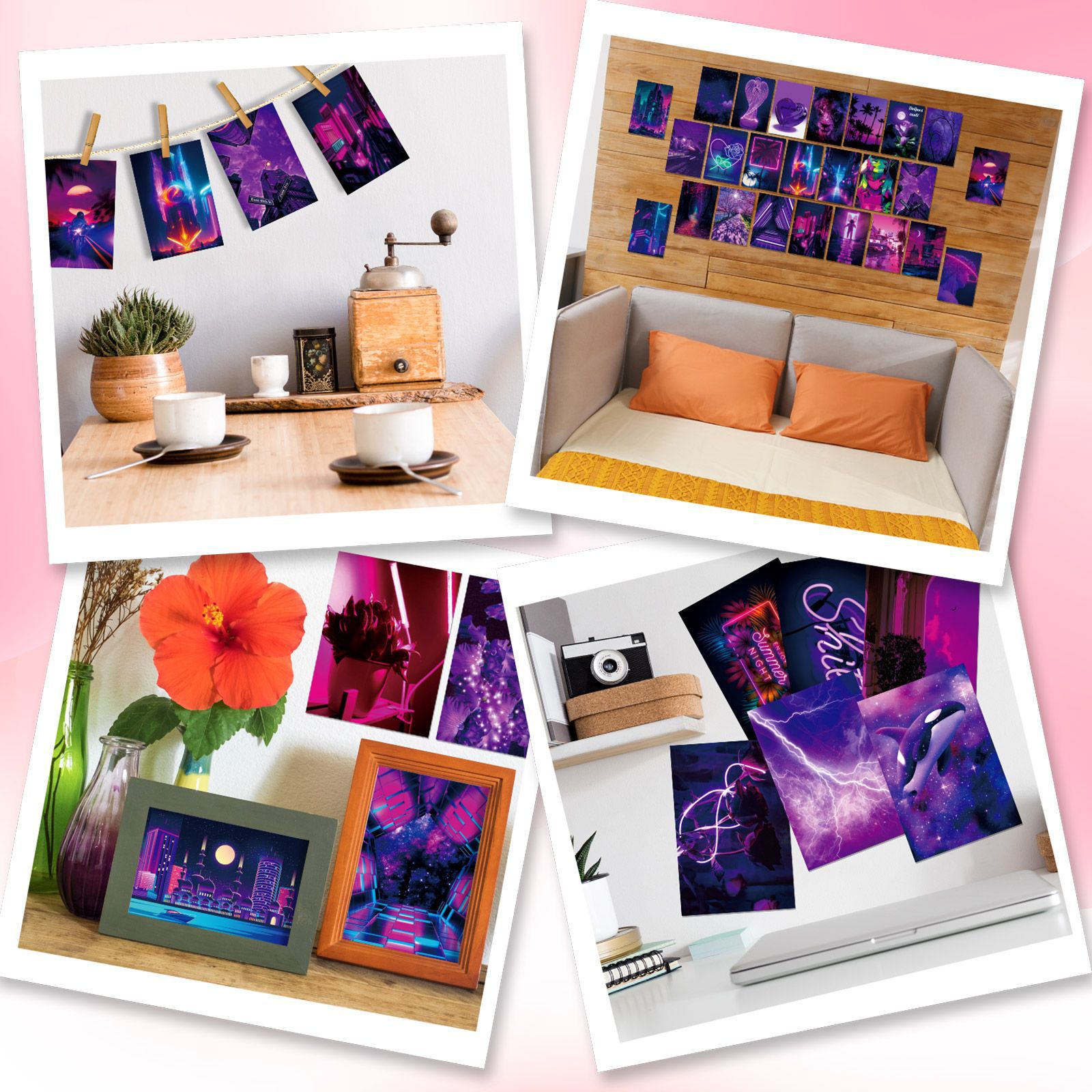 Picture of 50 wall cards purple love niche abstract art bedroom postcards picture frame wall wall cards