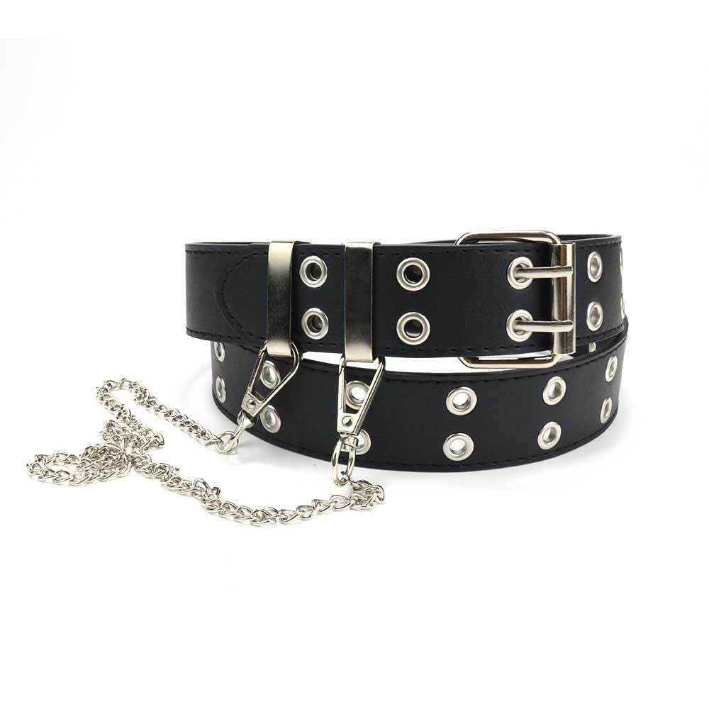 Picture of Cross-border punk belt women's decorative all-match y2k niche design pink chain jeans with eye belt