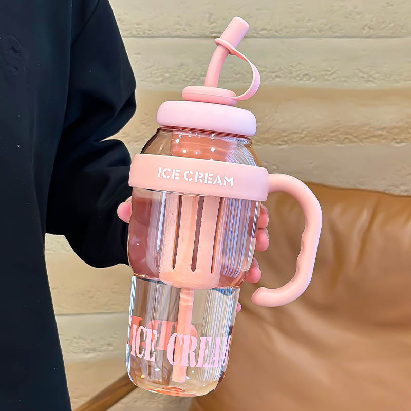 Picture of Net red belly cup high color value large capacity handle cup summer ice cup plastic straw cup 2025 new