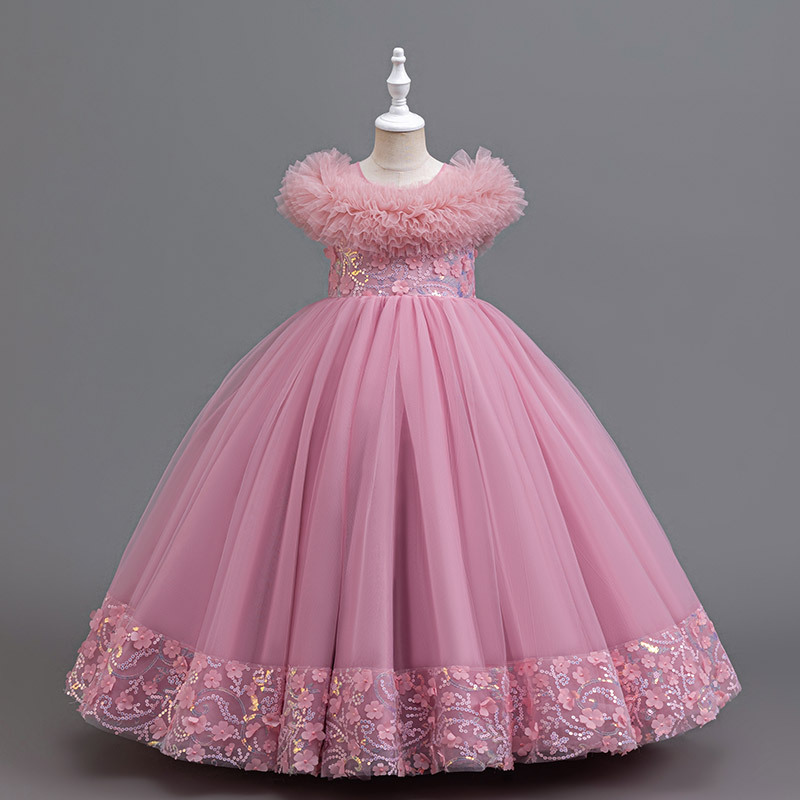 Picture of Cross-border Foreign Trade Girls' Dress Elegant Evening Dress Long Fluffy Skirt Children's catwalk Piano Playing Fluffy Skirt