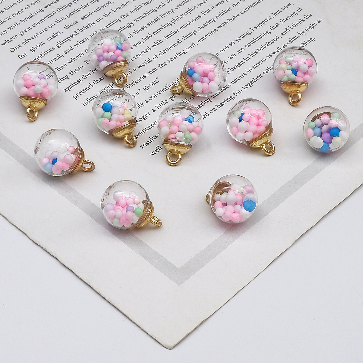 Picture of Cross-border Hot Sale Color Transparent Star Sequins Crystal Glass Ball Pendant DIY Handmade Ear Jewelry Accessories