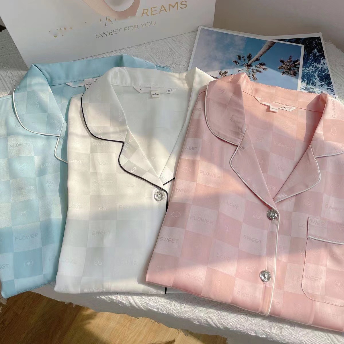 Pajamas women's spring and autumn ice silk long sleeve online celebrity ins student Korean thin summer Silk women's home wear suit