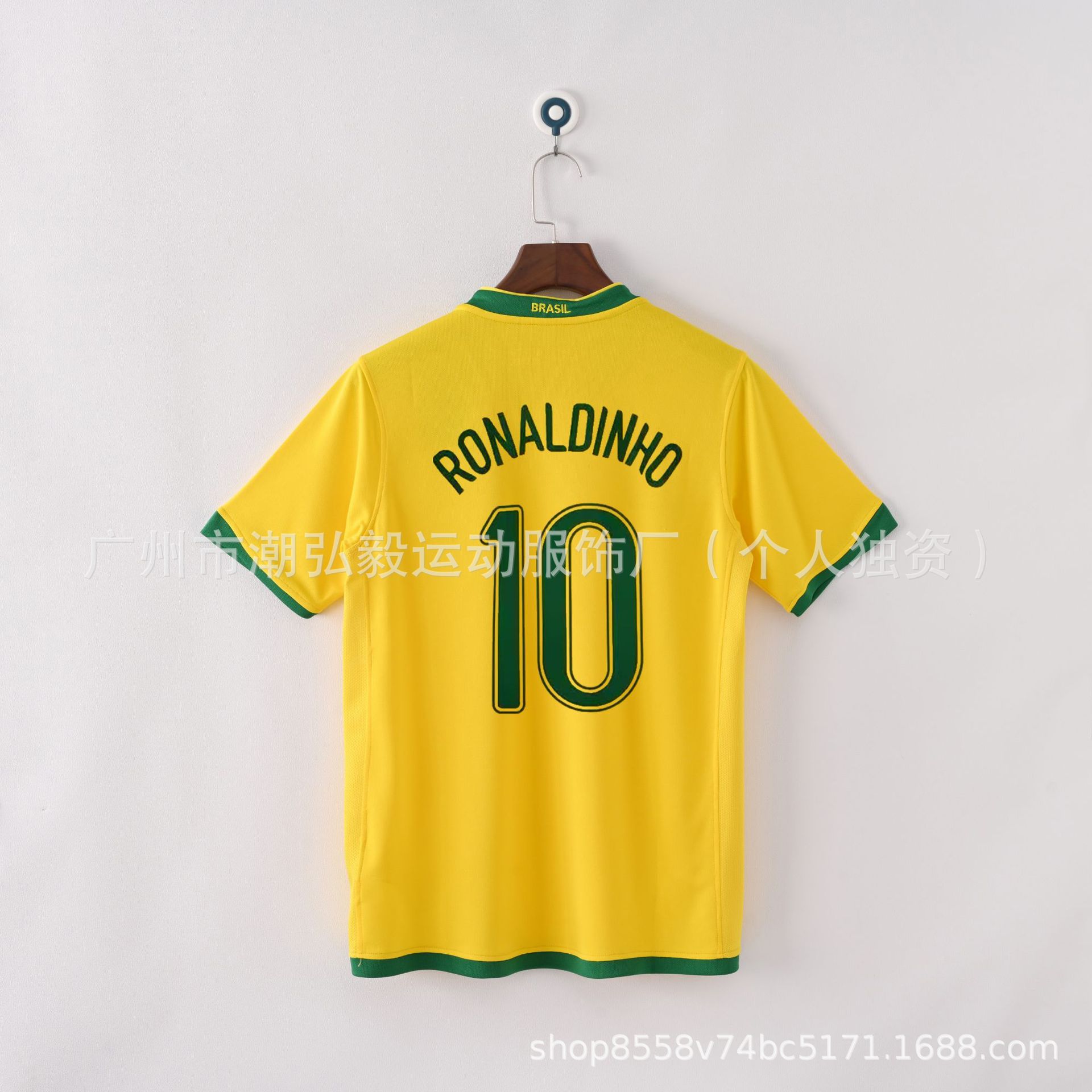 Picture of Wholesale Vintage 980204 World Cup Brazil Jersey No. 9 No. 10 Ronaldo Vintage Jersey Soccer Uniform
