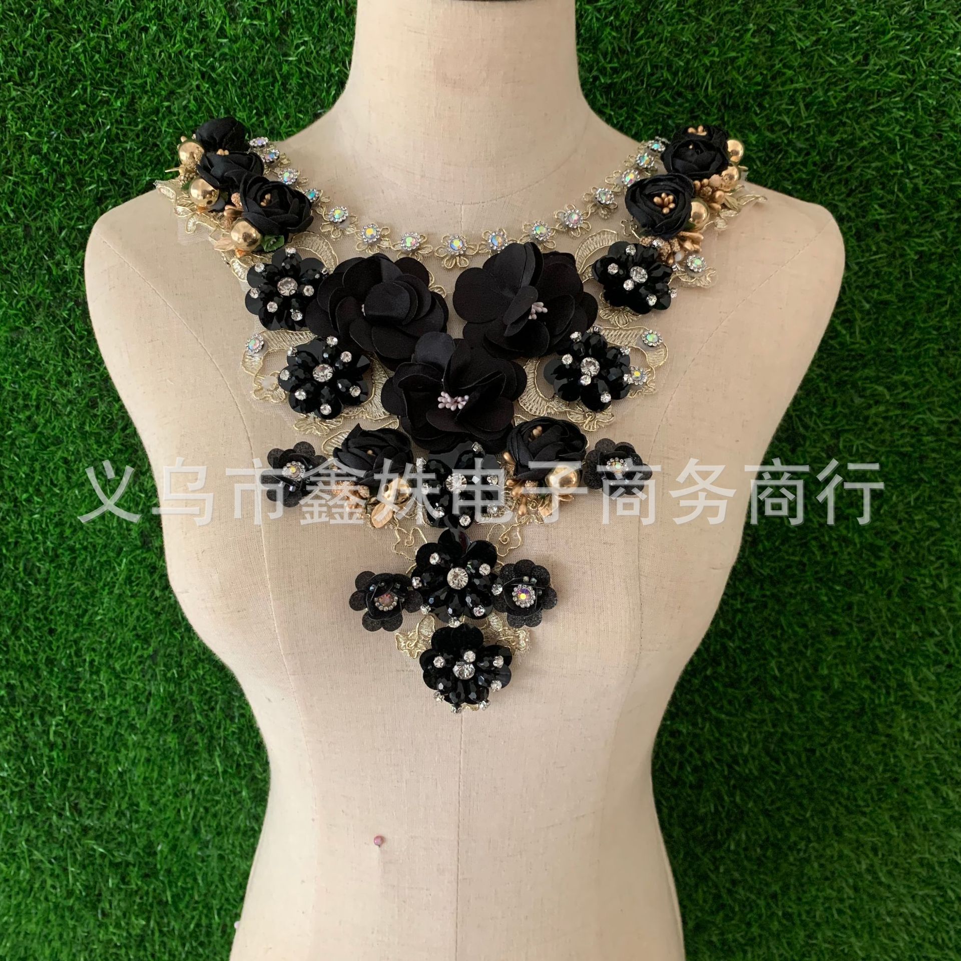 New luxury beaded lace applique diamond lace car bone embroidery flower collar clothing accessories dress accessories