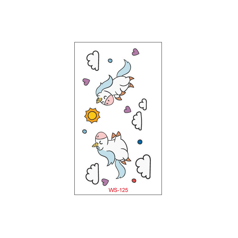 Picture of Unicorn Tattoo Sticker Original Children's Cute Cartoon Doll Birthday Rainbow Little Pegasus Waterproof Temporary Sticker
