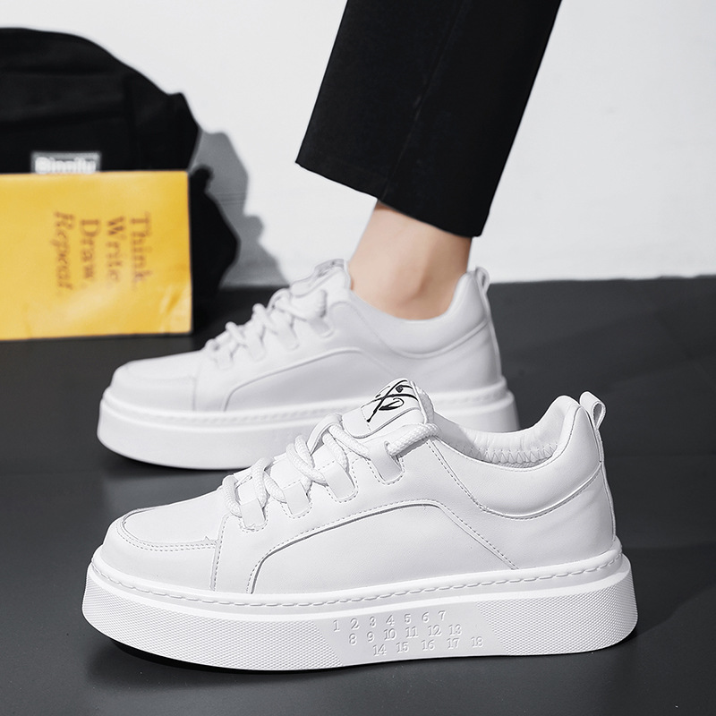 Men's Shoes Spring Breathable Thick-soled Elevated White Shoes Men's All-match Trendy Simple Fashion Sports Casual Sneakers for Men