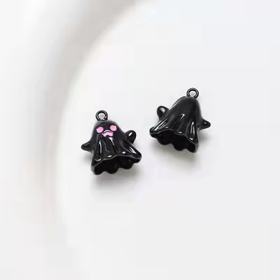 Picture of Cute personality sweet cool little ghost ghost love ornaments pink black keychain headset pendant jewelry accessories