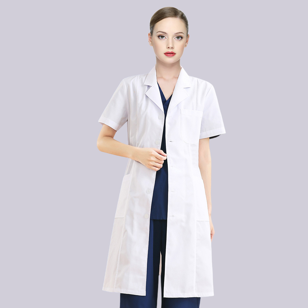 Picture of White Coat Women's Short-Sleeved Summer Thin Doctor's Coat Nurse Chemical Experiment Beauty Salon Doctor's Long-Sleeved Work Clothes