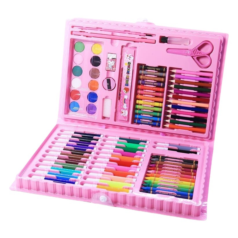Brush Set 86 Pcts Children Washable Art Painting Tools Painting Set Crayon Watercolor Pen Stationery Gift Pen