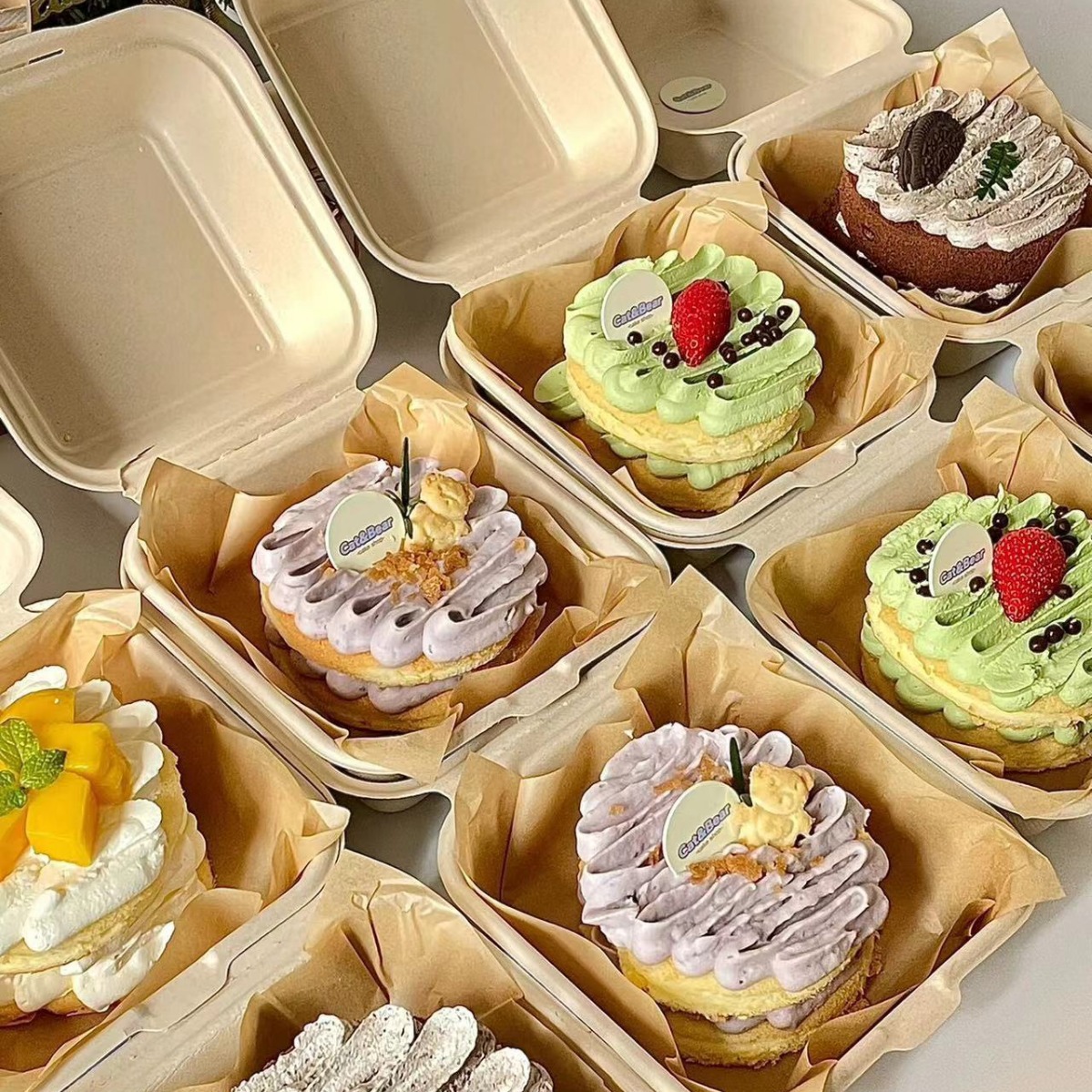 Bento Cake Box Disposable Environmentally Friendly Paper Meal Box Afternoon Tea Baking Tiramisu Basque Cheese Burger Box