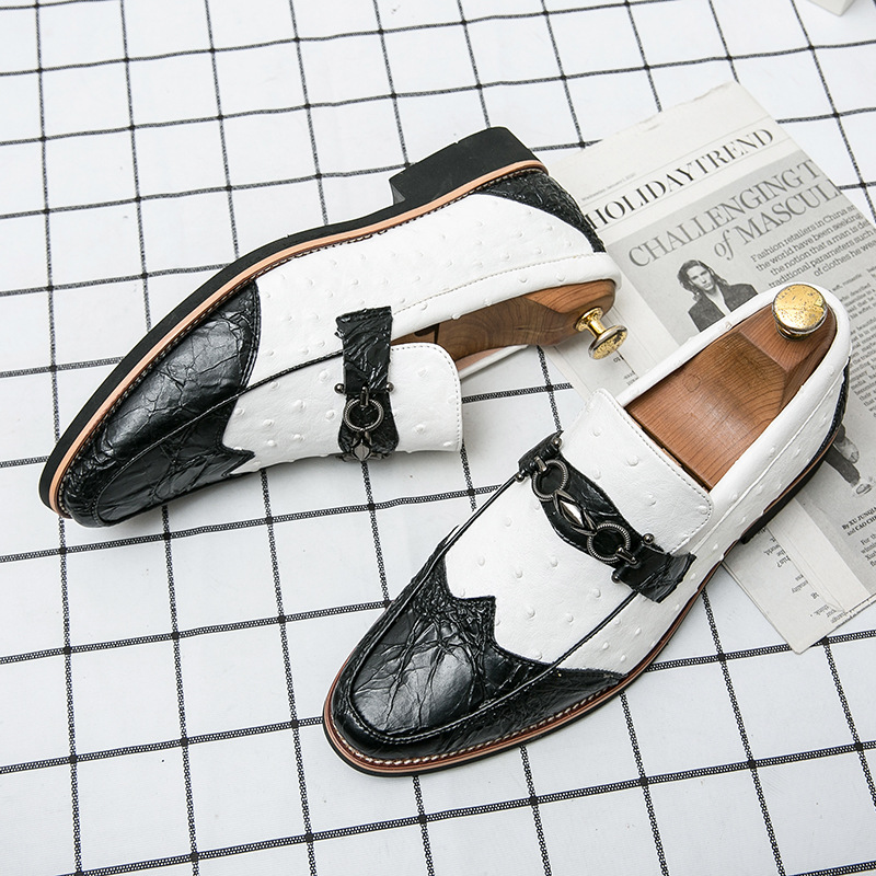 Men's Casual Leather Shoes Crocodile Pattern Fashion Platform Wedding Shoes British Style Business Dress Men's Shoes for Young Men