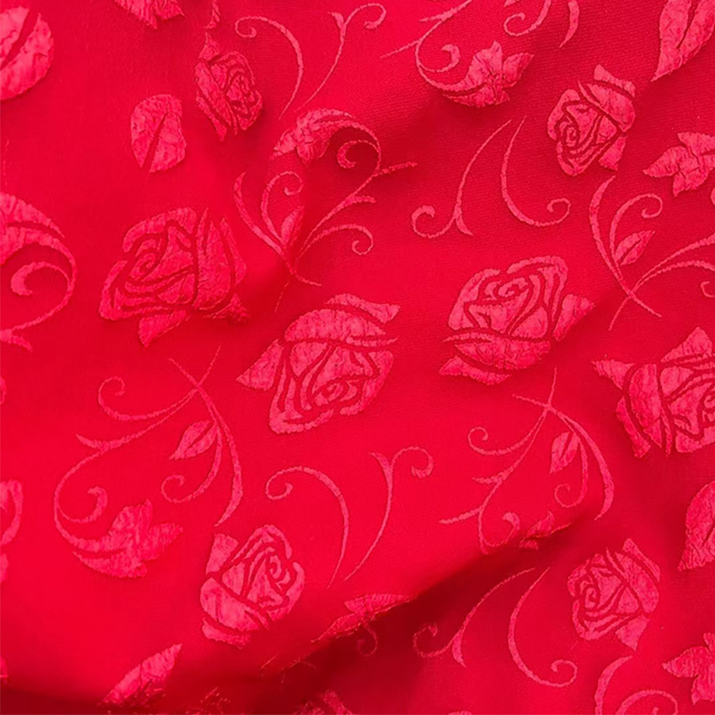 Red Rose Three-Dimensional Embossed Bubble Jacquard Fabric, Concave and Convex Tutu Skirt Cloth Bag, Children's Clothing Jacket Jacquard Cloth