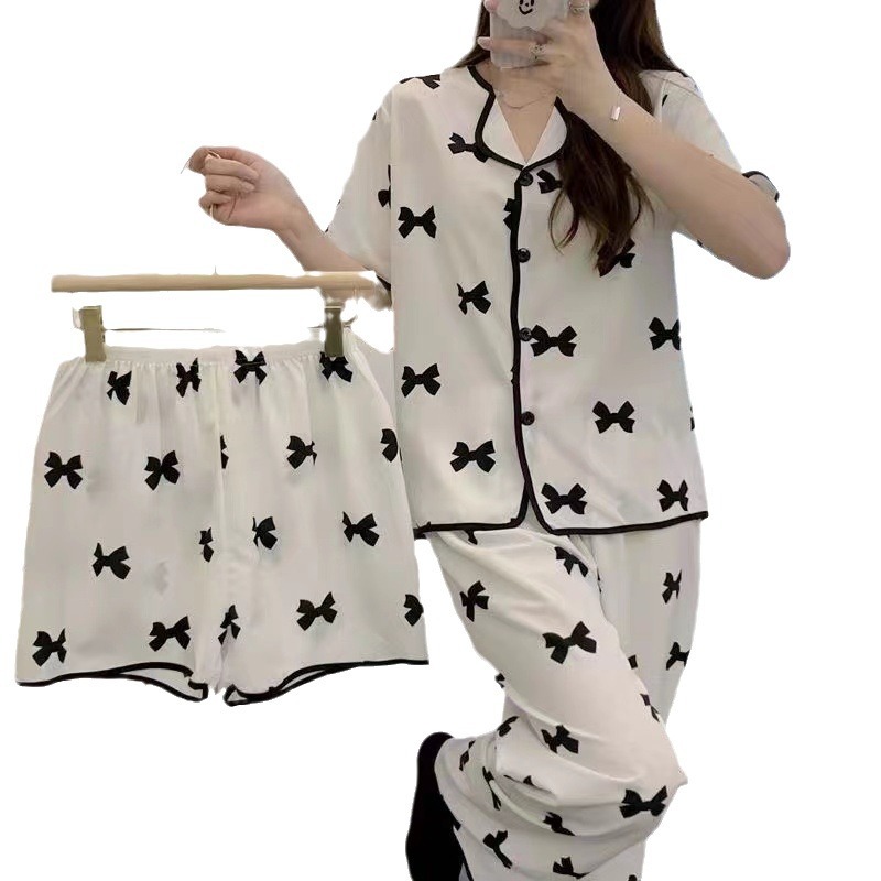 Picture of Pajamas for Women, Summer High-Fashion Influencer Three-Piece Set, Short-Sleeved Sweet Loungewear, Cool and Comfortable