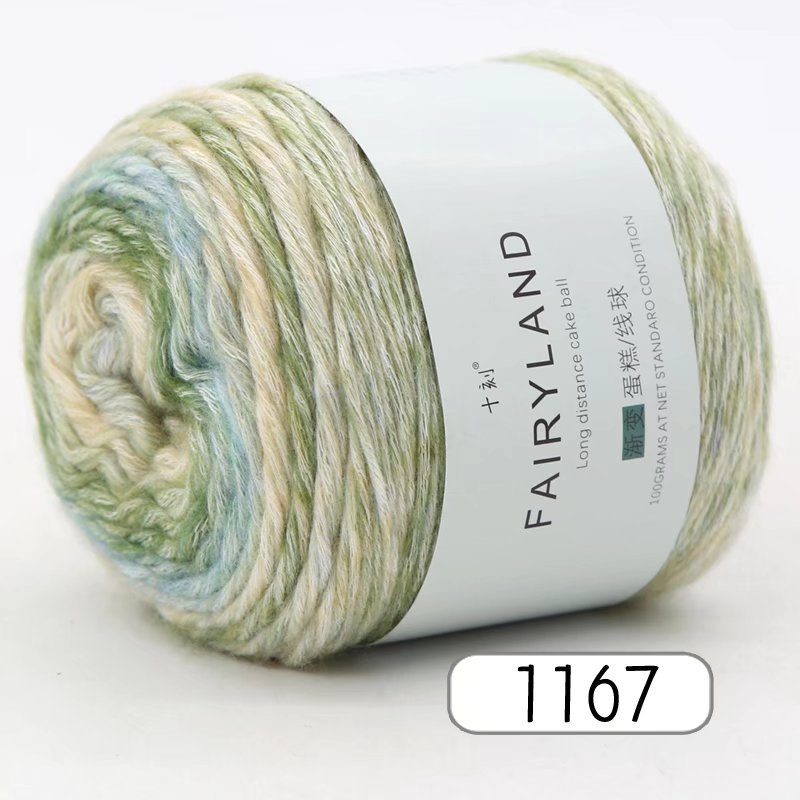 Picture of Cake wool segment dyeing gradient baby children's wool cotton rainbow thread handmade knitting shawl scarf sweater special offer