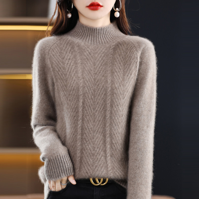 Picture of Autumn and winter clothing 2024 new popular this year's popular beautiful half turtleneck thick Women's sweater Western style bottoming shirt