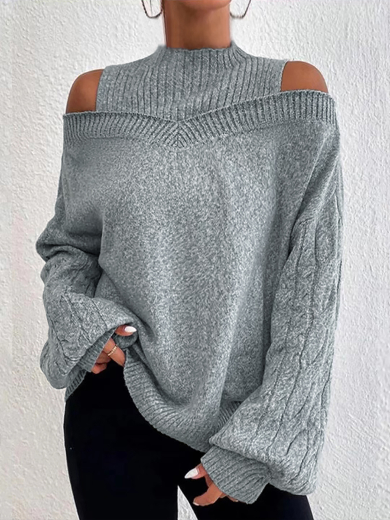 Foreign trade cross-border Europe and the United States TEMU Amazon source manufacturers women's sweater long sleeve half high collar pullover loose autumn and winter