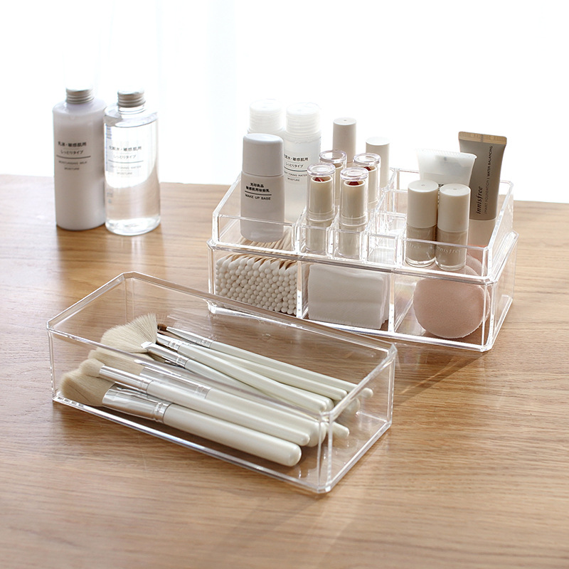 Dustproof Lipstick Cosmetic Storage Box Acrylic Box Stationery Pen Tableware Sorting Box Compartment Storage