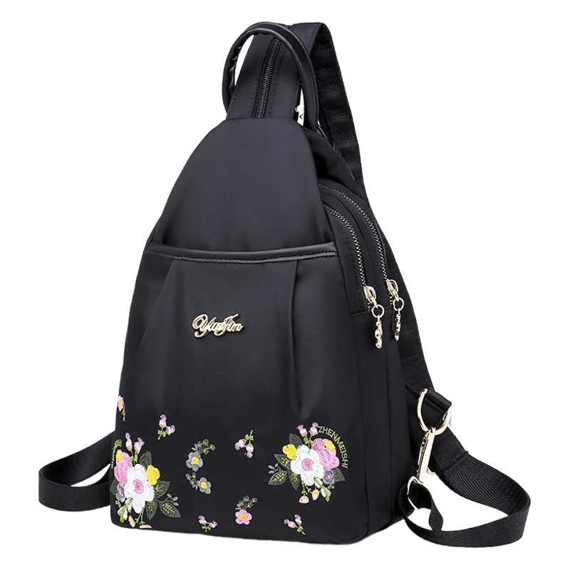 Ethnic Style Backpack Women's Bag 2024 New Korean Style Mini Backpack Versatile Canvas Nylon Oxford Cloth Chest Bag